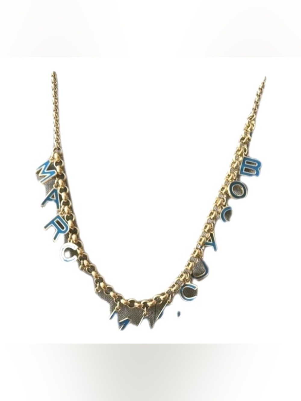 Marc by Marc Jacobs gold-tone charm necklace featuring letter charms that spell